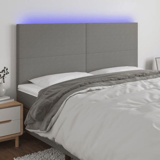 vidaXL Cabeceira de cama c LED tecido 180x5x118128 cm cinza-escuro vidaXL Cabeceira de cama c LED tecido 180x5x118128 cm cinza-escuro
