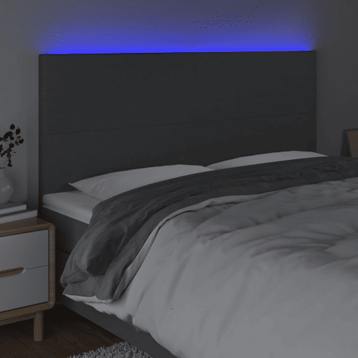 vidaXL Cabeceira de cama c LED tecido 180x5x118128 cm cinza-escuro vidaXL Cabeceira de cama c LED tecido 180x5x118128 cm cinza-escuro