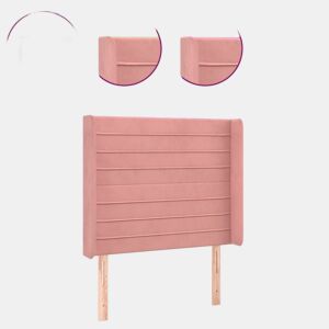 vidaXL Cabeceira de cama c luzes LED veludo 103x16x118128 cm rosa