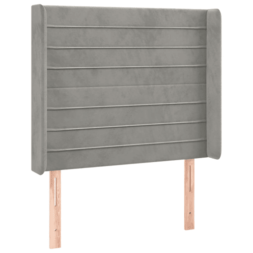 vidaXL Cabeceira cama c luzes LED veludo 103x16x118128cm cinza-claro vidaXL Cabeceira cama c luzes LED veludo 103x16x118128cm cinza-claro