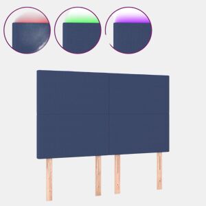 vidaXL Cabeceira cama c LED tecido 144x5x118128 cm azul