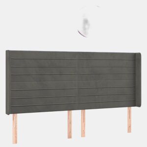 vidaXL Cabeceira de cama c LED veludo 203x16x118128 cm cinza-escuro
