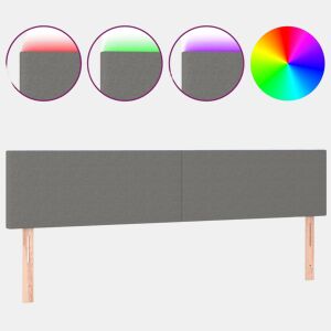 vidaXL Cabeceira de cama cluzes LED tecido 160x5x7888cm cinza-escuro