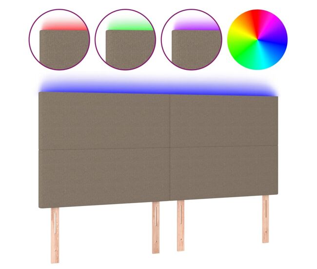 Vidaxl cabecero con luces led tela gris taupe 200x5x118/128 cm