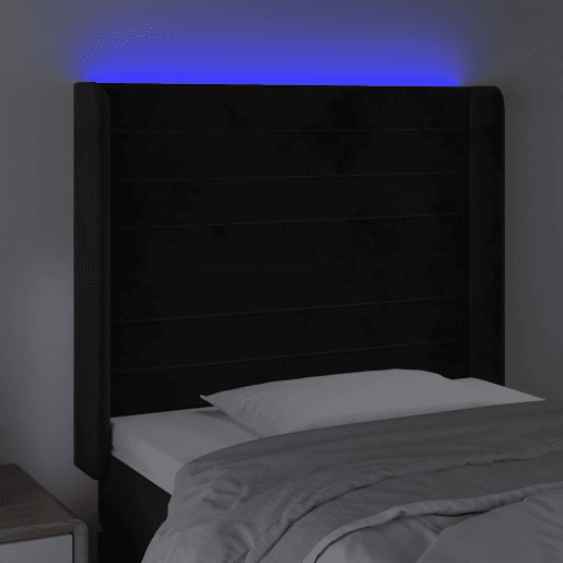 vidaXL Cabeceira de cama c luzes LED veludo 83x16x118128 cm preto
