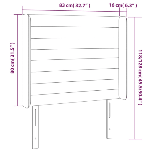 vidaXL Cabeceira de cama c luzes LED veludo 83x16x118128 cm preto