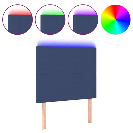 vidaXL Cabeceira cama c LED tecido 80x5x118128 cm azul