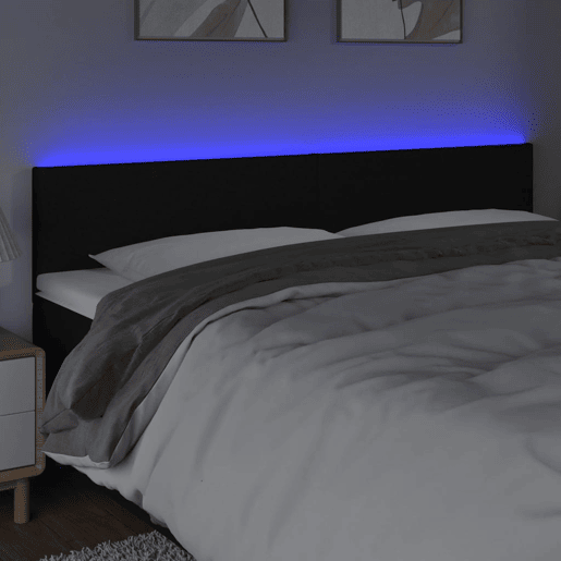 vidaXL Cabeceira de cama c luzes LED tecido 200x5x7888 cm preto