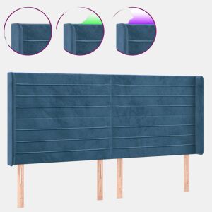 vidaXL Cabeceira cama c luzes LED veludo 163x16x118128cm azul-escuro
