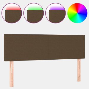 vidaXL Cabeceira de cama c luzes LED tecido 144x5x7888 cm castanho