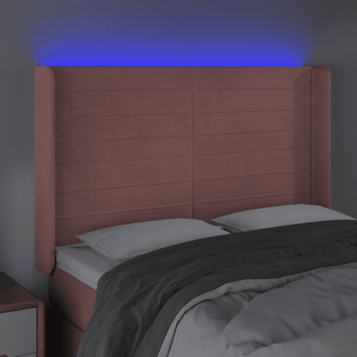 vidaXL Cabeceira de cama c luzes LED veludo 147x16x118128 cm rosa vidaXL Cabeceira de cama c luzes LED veludo 147x16x118128 cm rosa