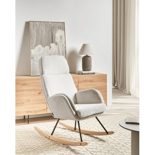 Poltrona de Baloiço KVELIA Tecido Branco creme Poltrona de Baloiço KVELIA Tecido Branco creme