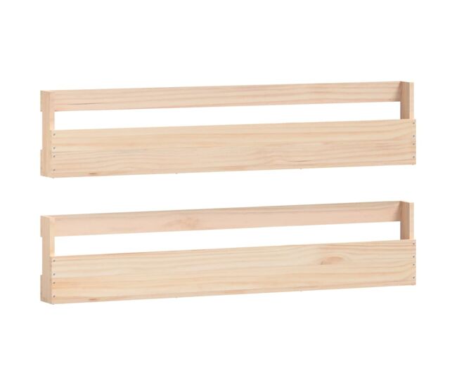 Vidaxl estantes para zapatos de pared 2 uds madera de pino 110x9x23 cm