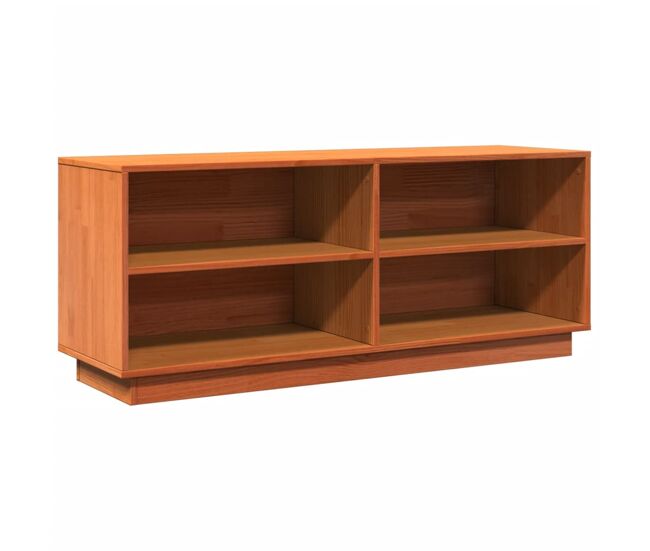 Vidaxl mueble zapatero madera maciza de pino marrón cera 110x34x45 cm