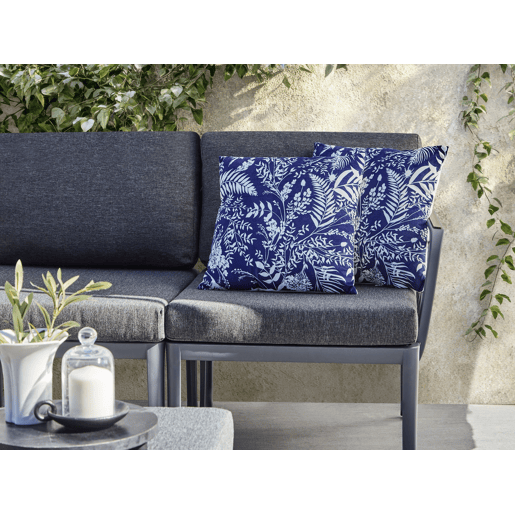 Conjunto de 2 almofadas de jardim GLIMMER Padrão de plantas 45 x 45 cm Azul