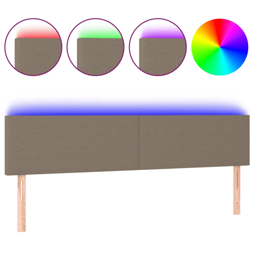 vidaXL Cabeceira cama luzes LED tecido 180x5x7888cm cinza-acastanhado