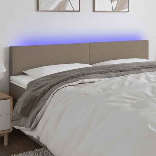 vidaXL Cabeceira cama luzes LED tecido 180x5x7888cm cinza-acastanhado
