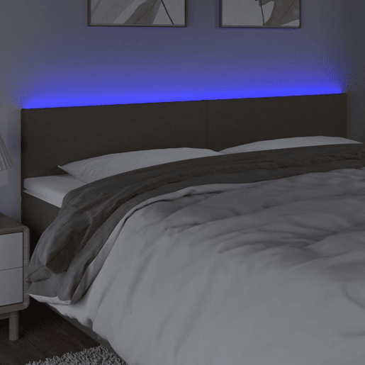 vidaXL Cabeceira cama luzes LED tecido 180x5x7888cm cinza-acastanhado