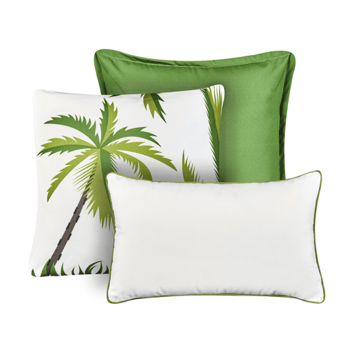 Conjunto de 3 almofadas de jardim SEASIDE Padrão de plantas Verde