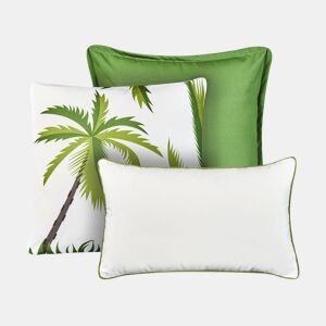 Conjunto de 3 almofadas de jardim SEASIDE Padrão de plantas Verde