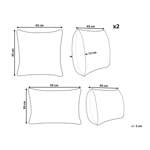 Conjunto de 3 almofadas de jardim SEASIDE Padrão de plantas Verde