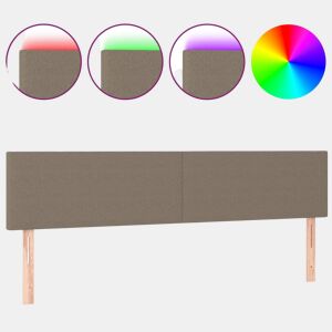 vidaXL Cabeceira cama luzes LED tecido 200x5x7888cm cinza-acastanhado