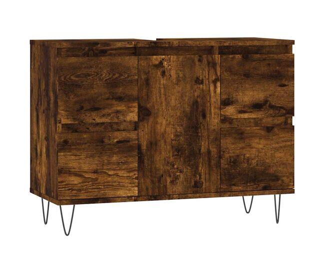Vidaxl mueble de baño madera de ingeniería roble ahumado 80x33x60 cm