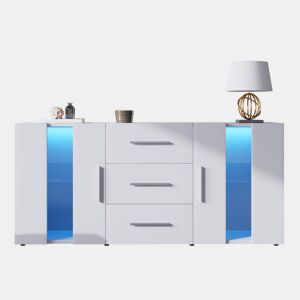 Móvel de TV 140cm de mdf com 2 portas,3 gavetas e luz led,branco