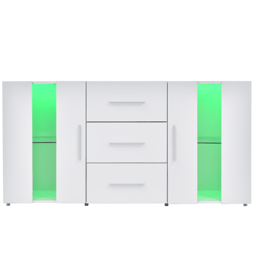 Móvel de TV 140cm de mdf com 2 portas,3 gavetas e luz led,branco