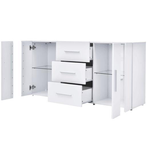 Móvel de TV 140cm de mdf com 2 portas,3 gavetas e luz led,branco
