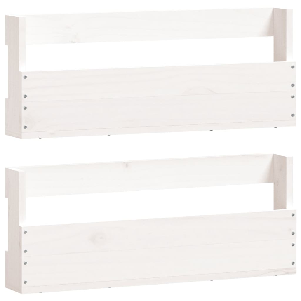 Vidaxl estantes de zapatos de pared 2 uds madera pino blanco 59x9x23cm