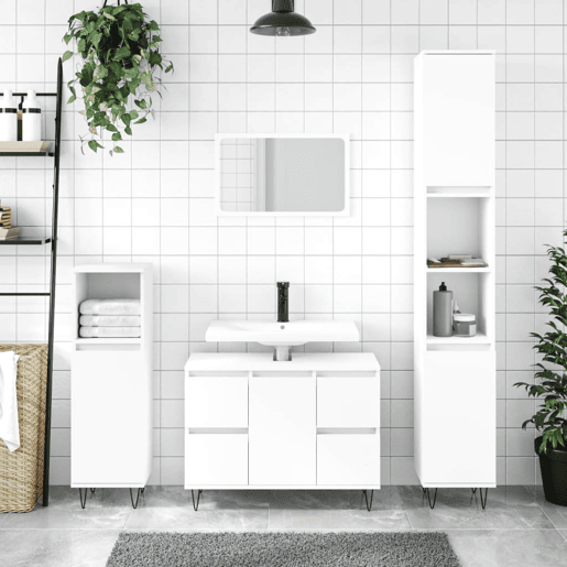 vidaXL Armário de casa de banho 80x33x60 cm derivados madeira branco vidaXL Armário de casa de banho 80x33x60 cm derivados madeira branco