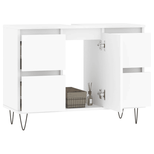 vidaXL Armário de casa de banho 80x33x60 cm derivados madeira branco vidaXL Armário de casa de banho 80x33x60 cm derivados madeira branco