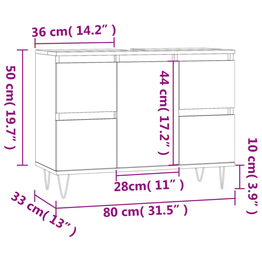 vidaXL Armário de casa de banho 80x33x60 cm derivados madeira branco vidaXL Armário de casa de banho 80x33x60 cm derivados madeira branco