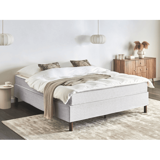Cama sem cabeceira Tecido COUNTESS 160 x 200 cm Cinzento claro