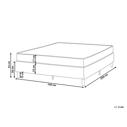 Cama sem cabeceira Tecido COUNTESS 160 x 200 cm Cinzento claro