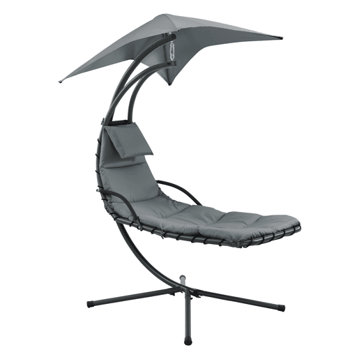 Espreguiçadeira suspensa com suporte 166 x 116 x 210 cm preto cinza 03_0006399