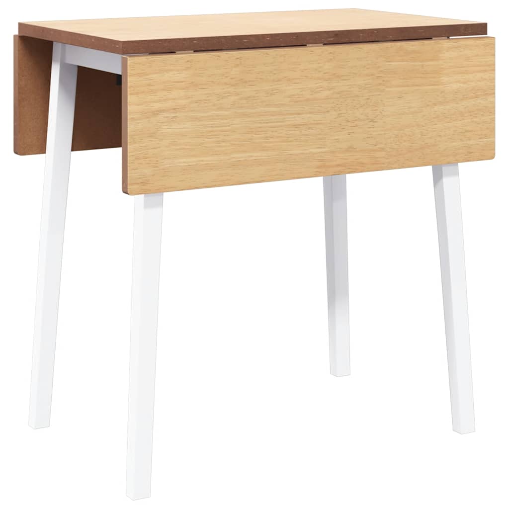 Vidaxl mesa de comedor de madera maciza de caucho blanco