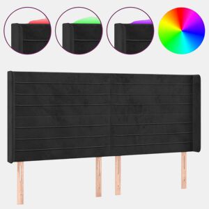 vidaXL Cabeceira de cama c luzes LED veludo 183x16x118128 cm preto