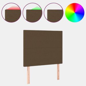 vidaXL Cabeceira de cama c luzes LED tecido 90x5x118128 cm castanho