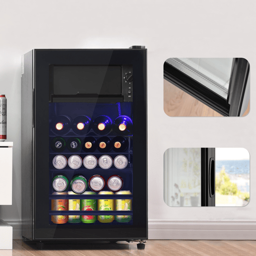Frigorífico mini 71,6cm 76L de aço inoxidável com 1 porta e luz led,preto