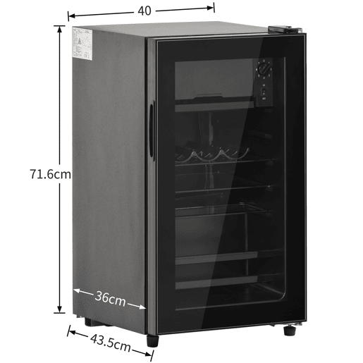 Frigorífico mini 71,6cm 76L de aço inoxidável com 1 porta e luz led,preto