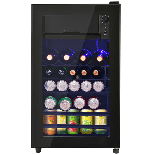 Frigorífico mini 71,6cm 76L de aço inoxidável com 1 porta e luz led,preto