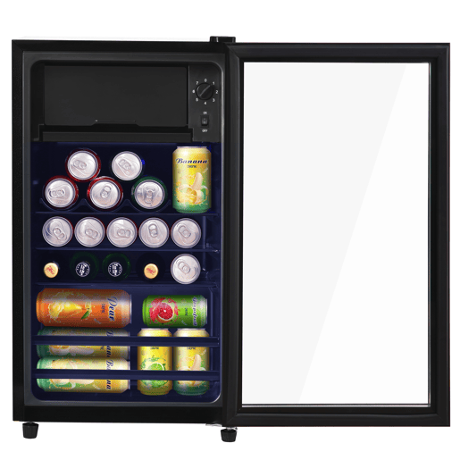 Frigorífico mini 71,6cm 76L de aço inoxidável com 1 porta e luz led,preto