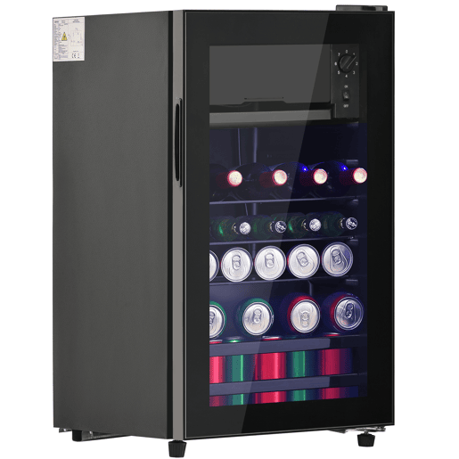 Frigorífico mini 71,6cm 76L de aço inoxidável com 1 porta e luz led,preto