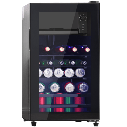 Frigorífico mini 71,6cm 76L de aço inoxidável com 1 porta e luz led,preto