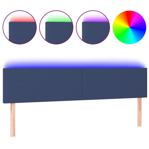 vidaXL Cabeceira de cama c luzes LED tecido 180x5x7888 cm azul vidaXL Cabeceira de cama c luzes LED tecido 180x5x7888 cm azul