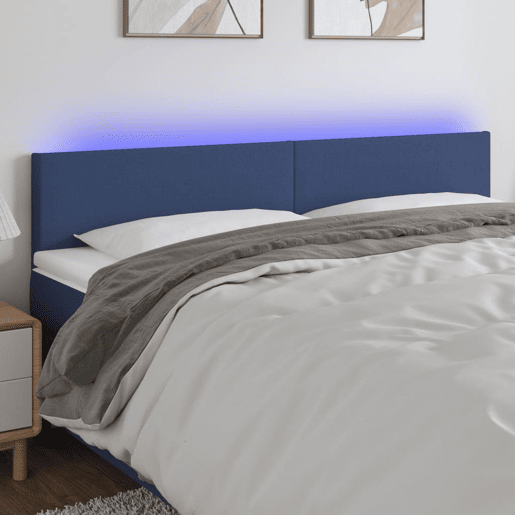vidaXL Cabeceira de cama c luzes LED tecido 180x5x7888 cm azul vidaXL Cabeceira de cama c luzes LED tecido 180x5x7888 cm azul