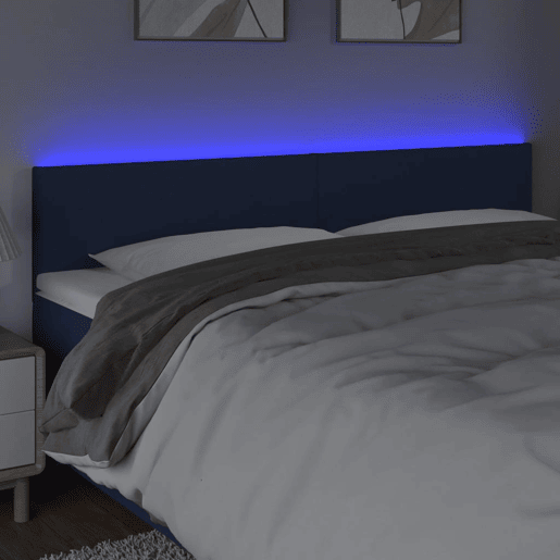 vidaXL Cabeceira de cama c luzes LED tecido 180x5x7888 cm azul vidaXL Cabeceira de cama c luzes LED tecido 180x5x7888 cm azul