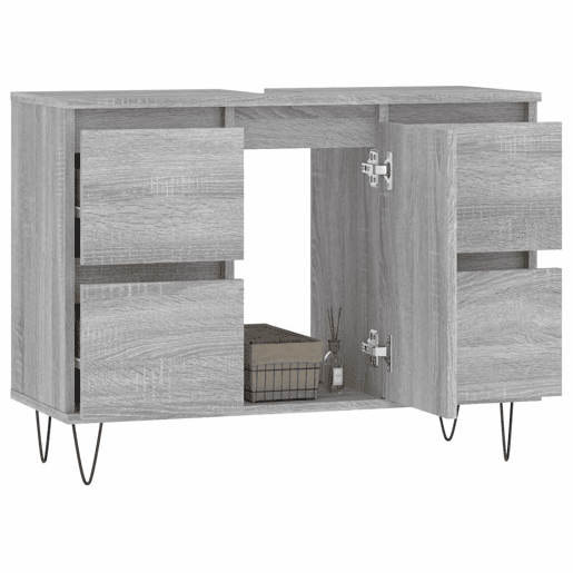 vidaXL Armário de casa de banho 80x33x60 cm deriv.madeira cinza sonoma vidaXL Armário de casa de banho 80x33x60 cm deriv.madeira cinza sonoma